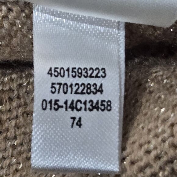 Chico's Brown with Gold Metallic Glitter Turtleneck Sweater Pullover Size 1 M/8 - Picture 12 of 13
